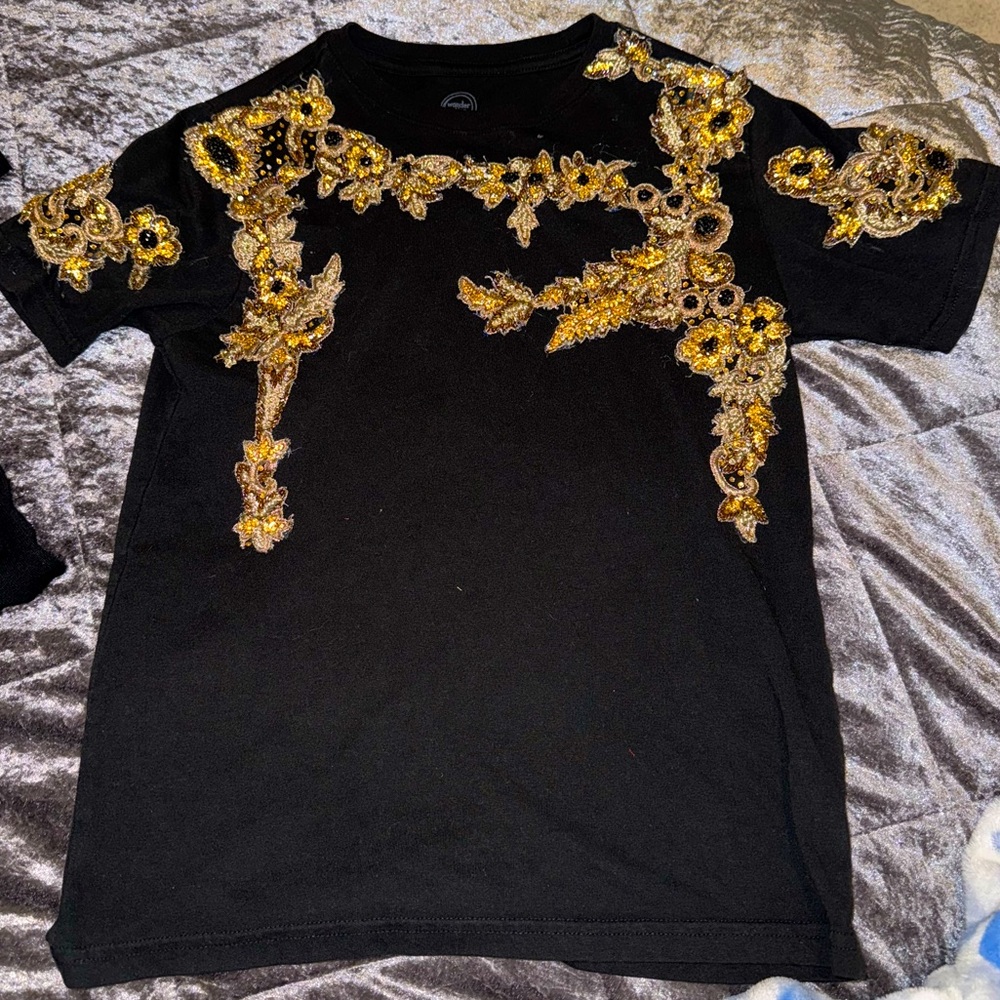 Self made embellished black thsirt